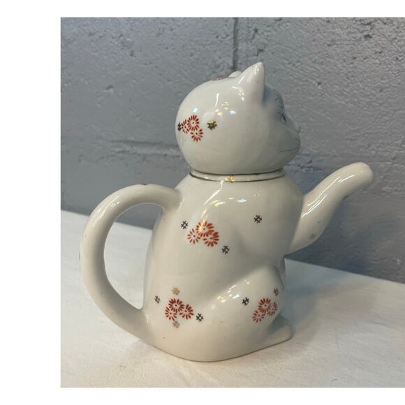 Vintage Lucky Cat Maneki Neko Small Tea Pot Milk Jug Creamer Hand Painted Kitty - Picture 6 of 11